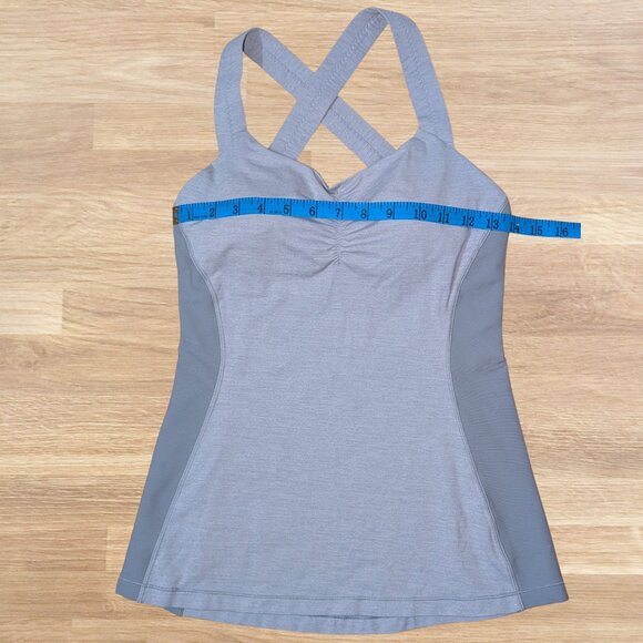 Lululemon Core Kicker Slim-Fitting Tank Top Heather Gray Pink Wide Straps Cross - Picture 11 of 16